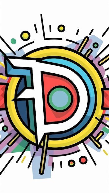 Abstracto elementos de forma divertida icono de signo de logotipo de la compañía D registro de letras