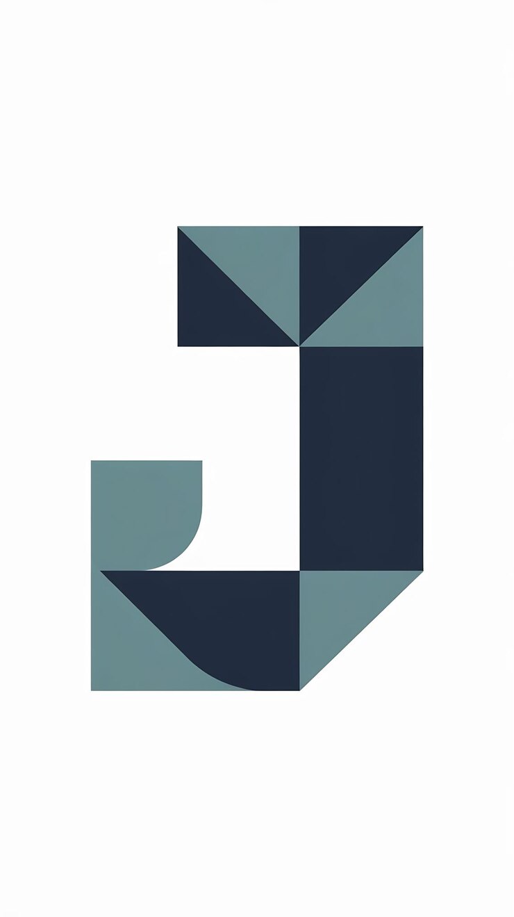 Foto abstracto elementos de forma divertida icono de signo de logotipo de la compañía j registro de letras