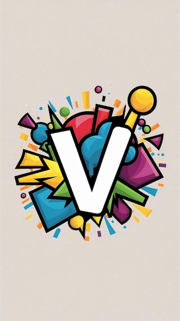 Abstracto elementos de forma divertida icono de signo de logotipo de la compañía registro de letras V
