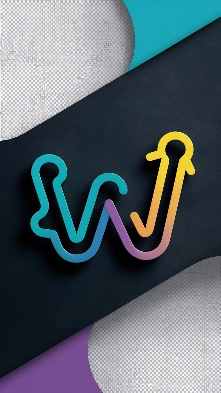 Foto abstracto elementos de forma divertida icono de signo de logotipo de la compañía registro de letras w