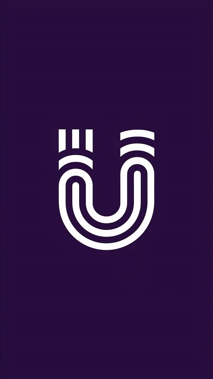 Foto abstracto elementos de forma divertida el logotipo de la compañía el icono de la señal de la letra u el registro