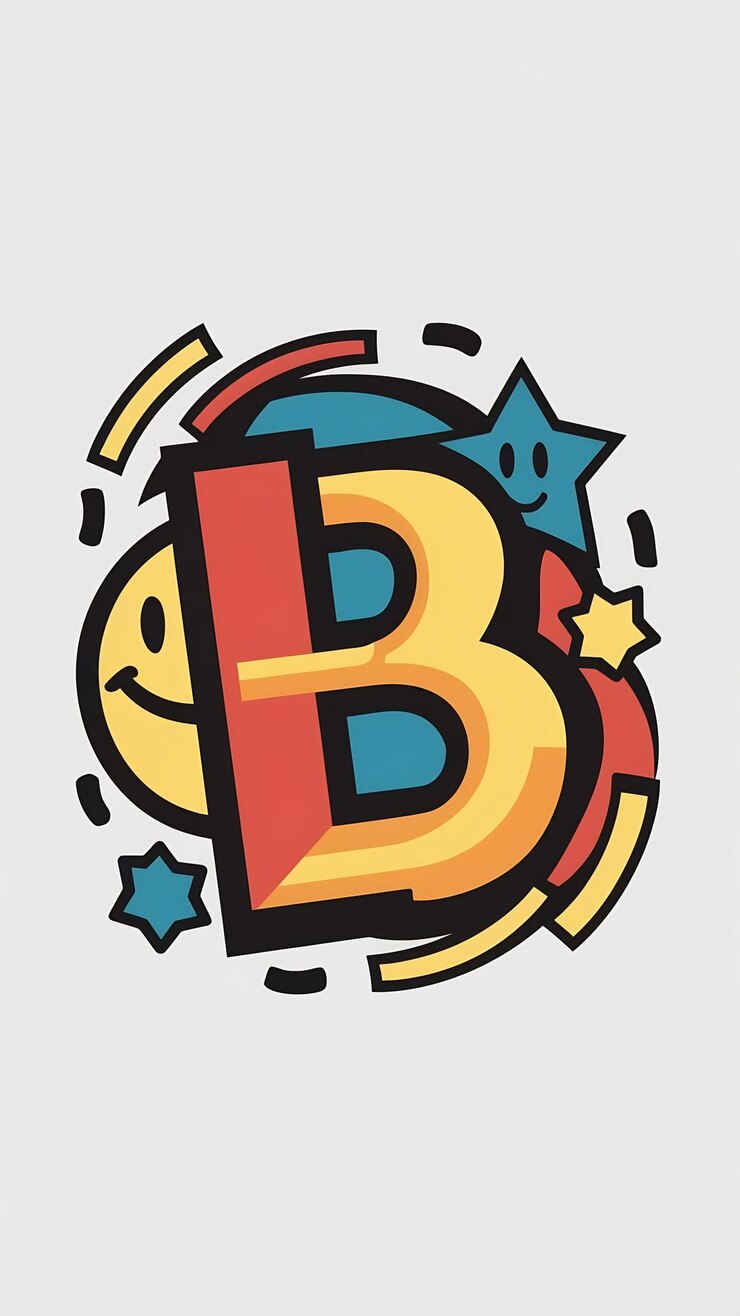 Foto abstracto elementos de forma divertida sello de la compañía del logotipo del icono de la letra b registro