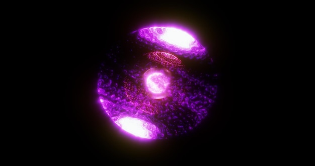 Abstracto energia roxa brilhante esfera digital átomo feito de energia iridescente
