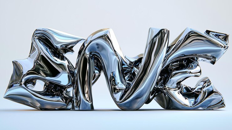Foto abstracto escultura de cromo metal brillante diseño moderno renderizado en 3d