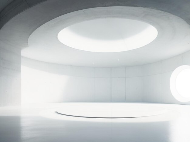 Abstracto Espacio contemporáneo Sala moderna de hormigón grande y vacía con elementos geométricos