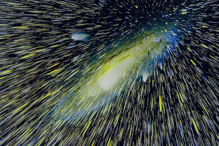 Foto abstracto espaço azul escuro elegante universo de fumaça com estrela e galáxia leite branco poeira de estrelas dinâmica no espaço