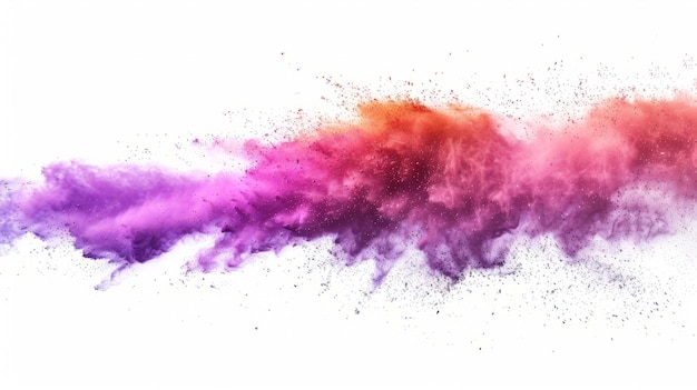 Abstracto explosión de polvo multicolor sobre fondo blanco Explosión de polvo colorido Festival de polvo pintado de Holi