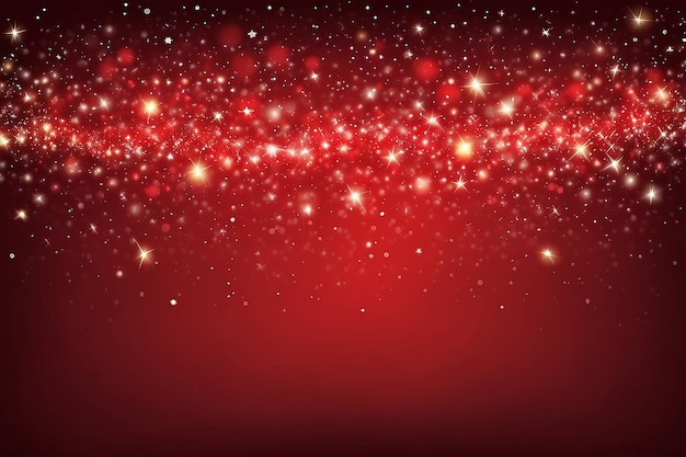 Foto abstracto festividad fondo rojo luces desenfocadas estrellas y partículas brillantes