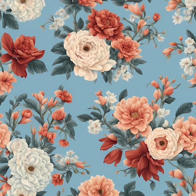 Abstracto flores textura de fondo sin costura polvo de flores ilustración de fondo azul
