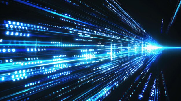 Abstracto Flujo de datos digitales Códigos binarios azules en movimiento