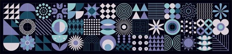 Abstracto fondo floral escandinavo Arte de primavera Patrón textil de mosaico Motivos ucranianos