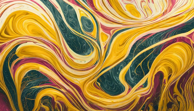 Abstracto fondo de pintura negra amarillo brillante Arte con textura grunge fluida líquida