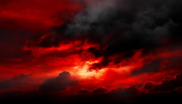 Abstracto fondo rojo oscuro Dramático cielo sangriento de fuego Fantástico fondo de atardecer dorado