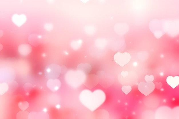 Abstracto Fondo rosa con bokeh en forma de corazón Luces borrosas rosas blancas Papel de pared día de San Valentín