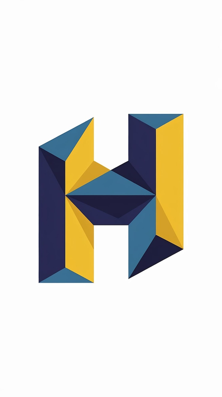 Foto abstracto forma hexagonal plana h logotipo letra signo icónico vector des
