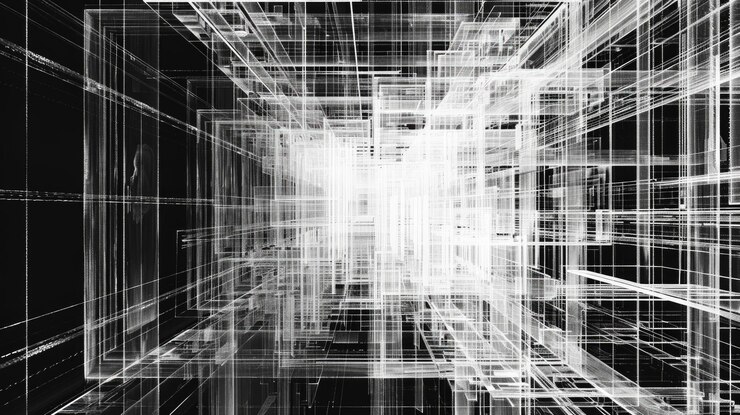 Foto abstracto de forma y partícula conectada digitalmente con estilo cibernético tecnológico aig53