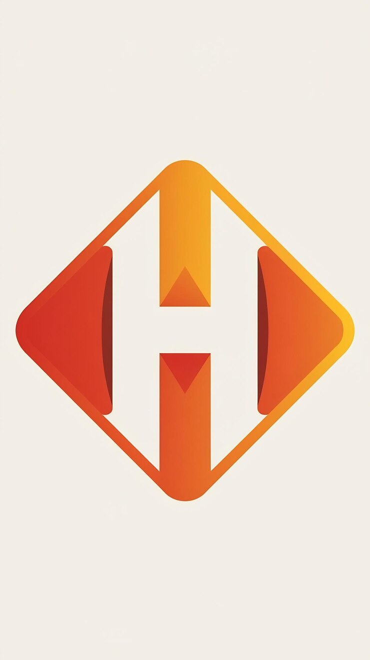 Foto abstracto de forma de rombo naranja h icono letra vector elemento del logotipo