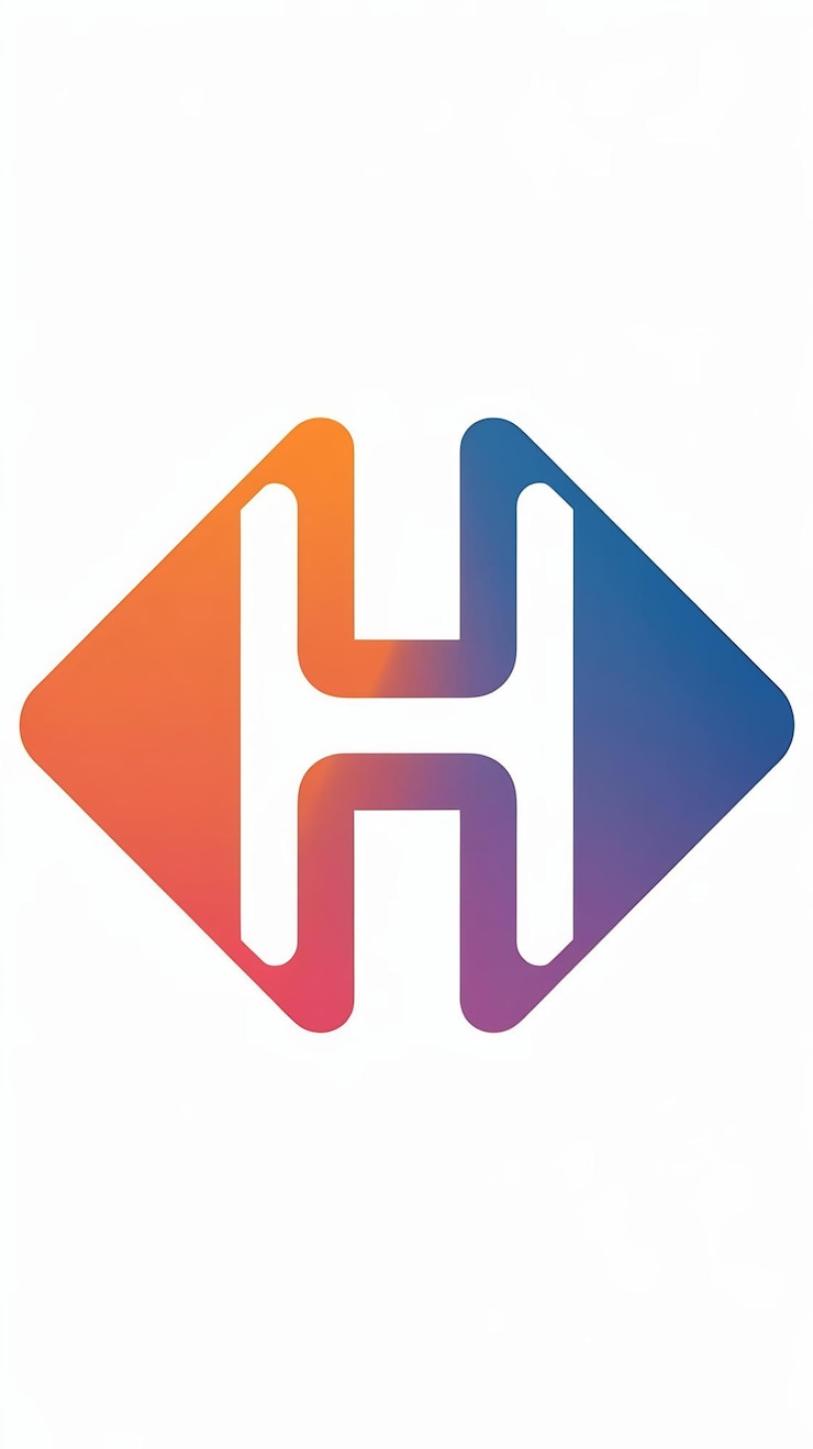 Foto abstracto de forma de rombo naranja h icono letra vector elemento del logotipo
