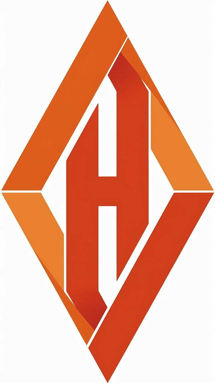 Foto abstracto de forma de rombo naranja h icono letra vector elemento del logotipo