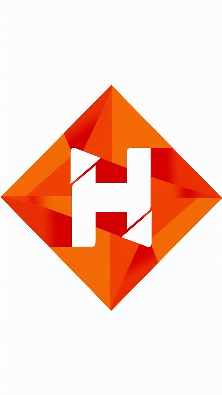 Foto abstracto de forma de rombo naranja h icono letra vector elemento del logotipo