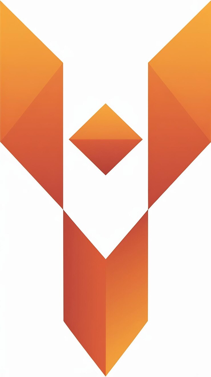 Foto abstracto de forma de rombo naranja y icono letra vector elemento del logotipo