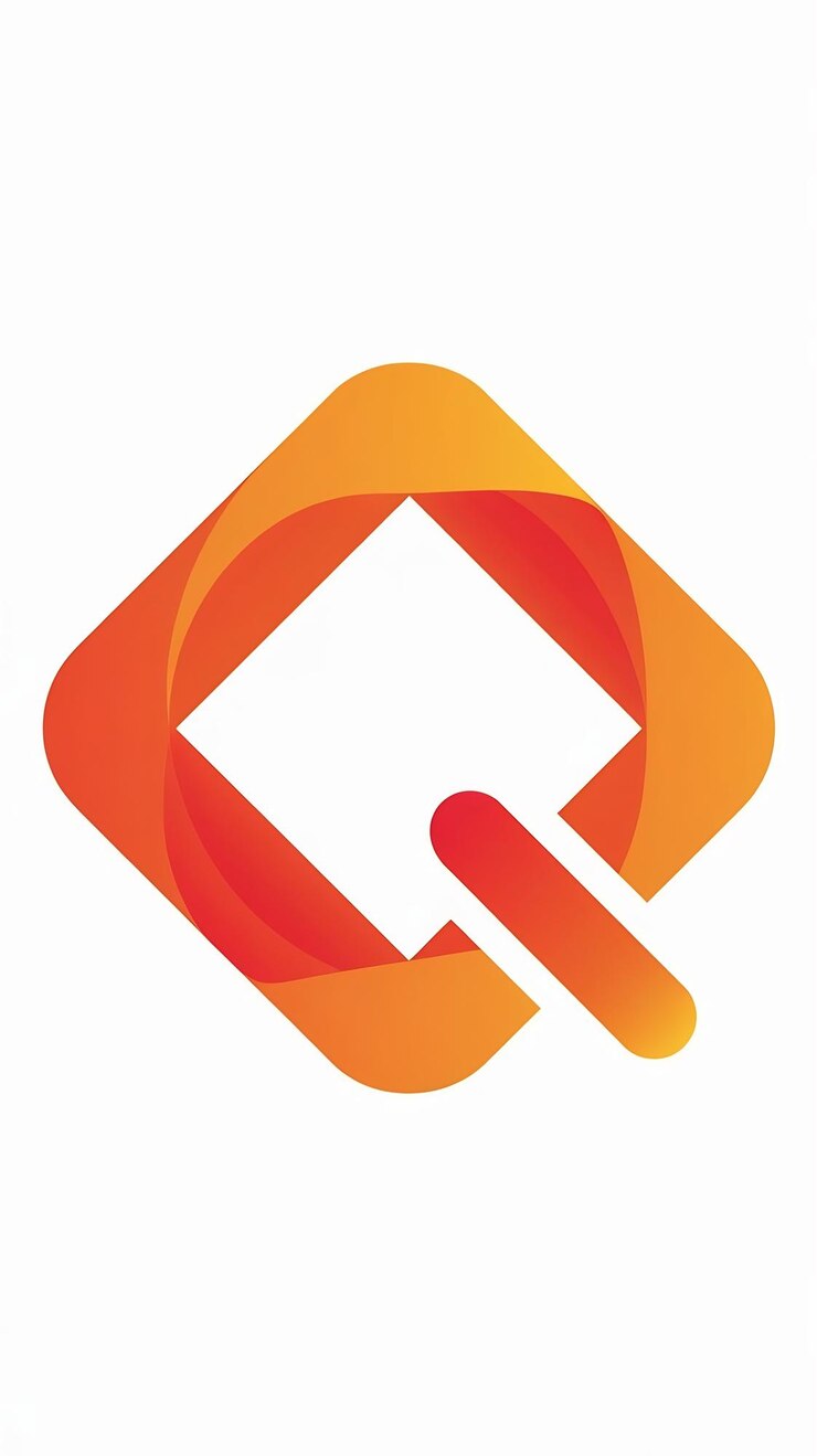 Foto abstracto de la forma de rombo naranja del icono q de la letra del vector del elemento del logotipo