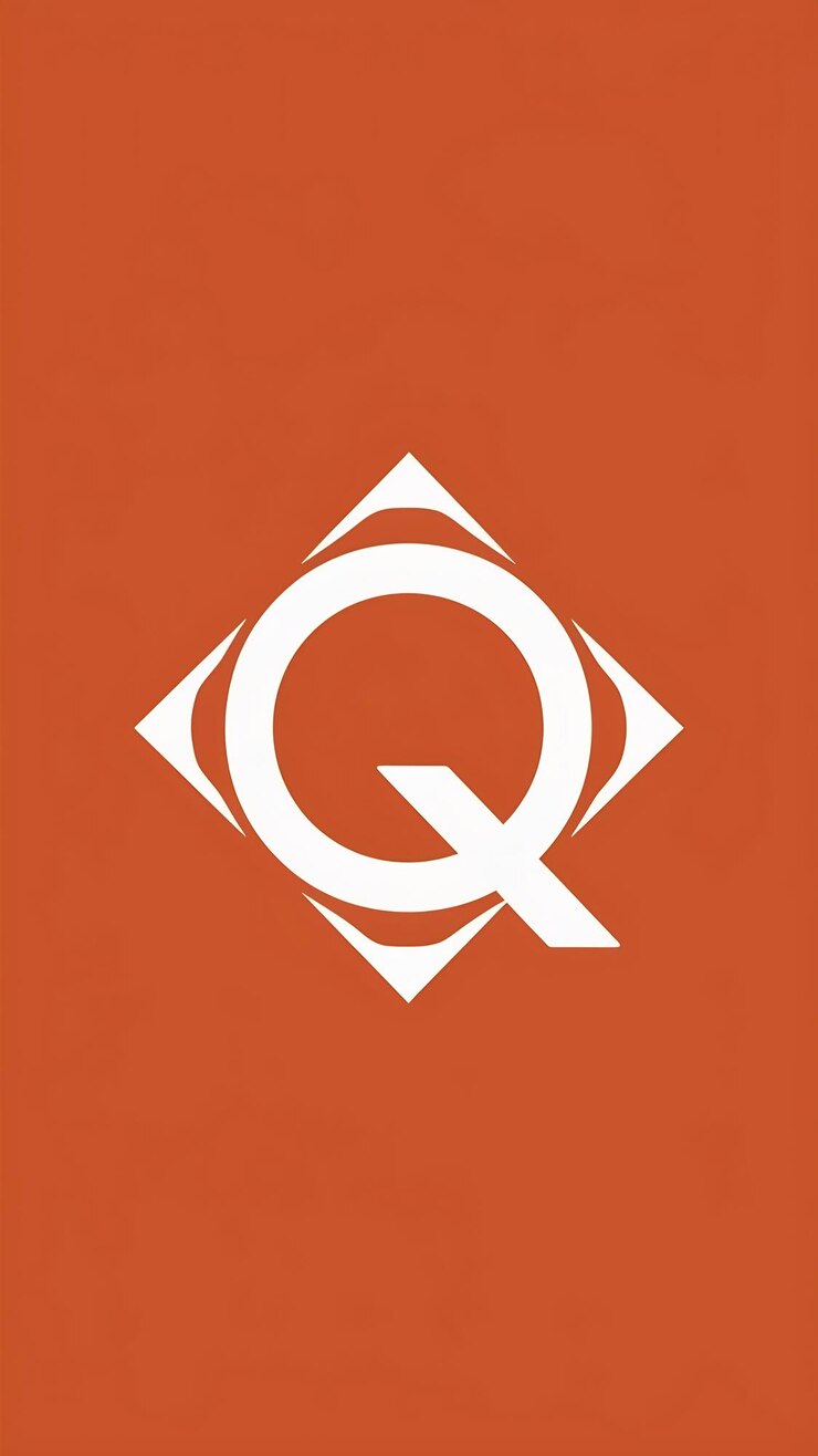 Foto abstracto de la forma de rombo naranja del icono q de la letra del vector del elemento del logotipo