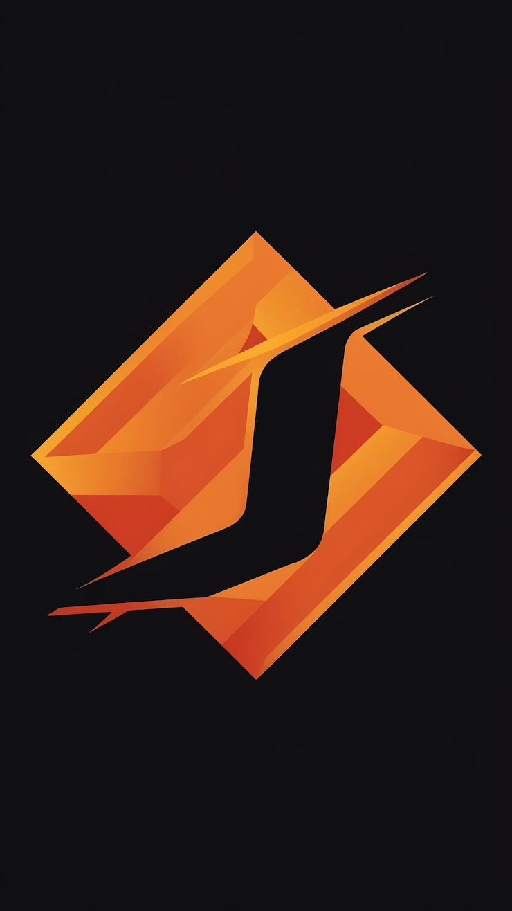 Foto abstracto de forma de rombo naranja j icono letra vector elemento del logotipo