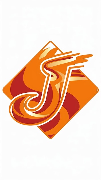 Abstracto de forma de rombo naranja J icono letra vector elemento del logotipo