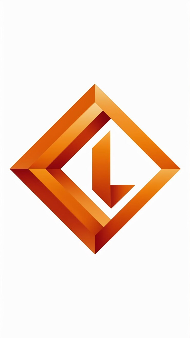 Foto abstracto de forma de rombo naranja l icono letra vector elemento del logotipo