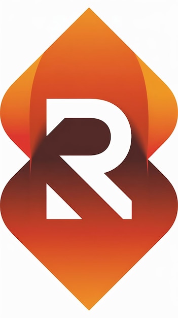 Abstracto de forma de rombo naranja R icono letra vector elemento del logotipo