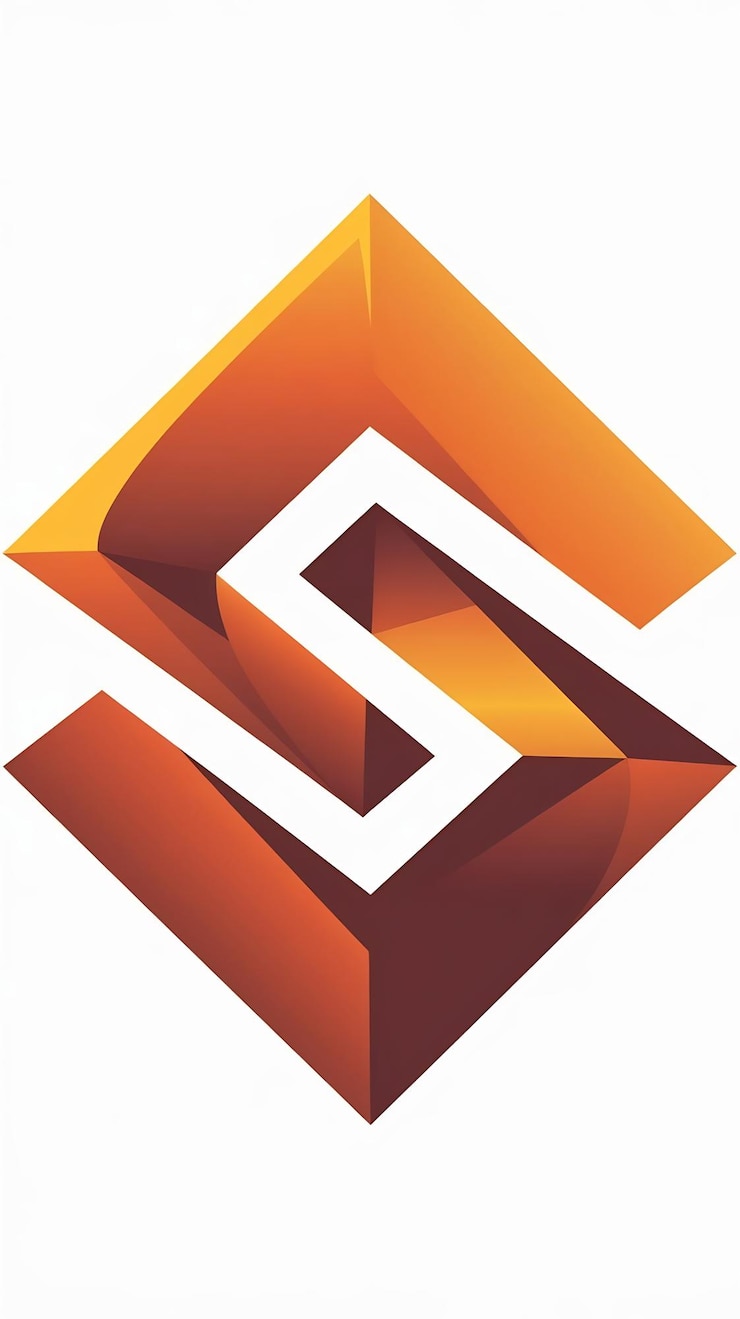 Foto abstracto de forma de rombo naranja s icono letra vector elemento del logotipo