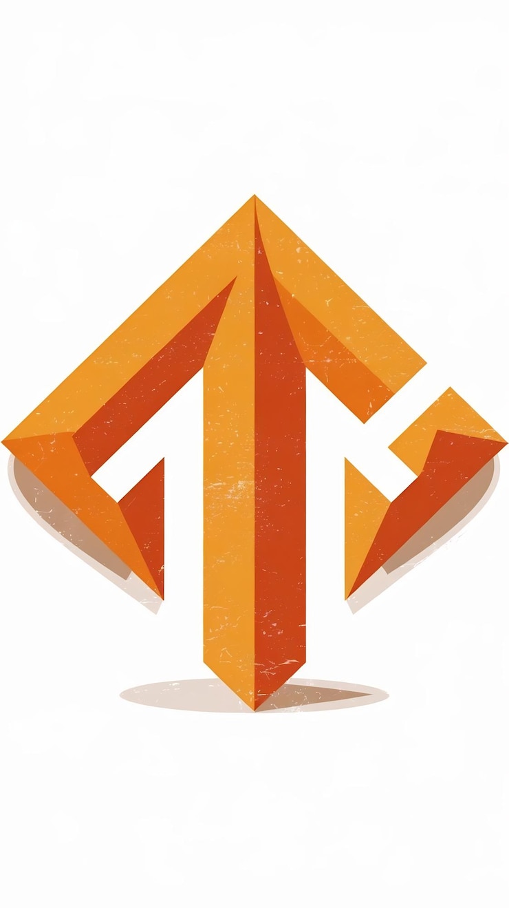 Foto abstracto de forma de rombo naranja t icono letra vector de elemento del logotipo