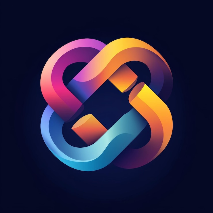 Foto abstracto formas 3d entrelazadas colores gradientes diseño del logotipo