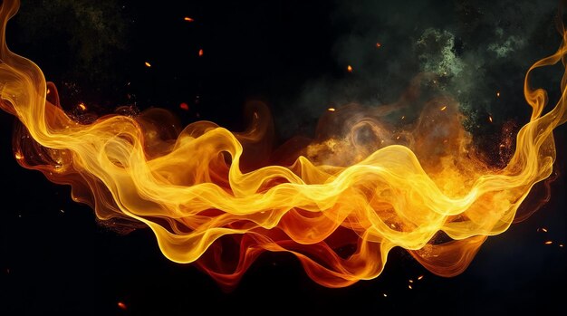Abstracto Fuego y llamas en un fondo oscuro