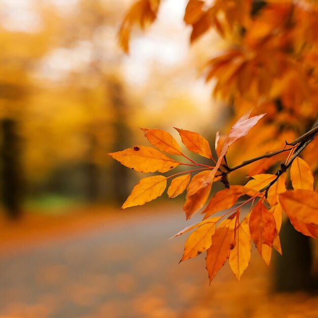 Abstracto fundo de outono com folhas de laranja copiar espaço bokeh