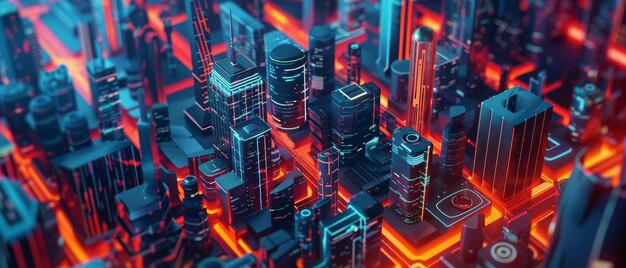 Abstracto fundo urbano futurista realidade virtual segurança cibernética eletrônica rede criptografia computação quântica