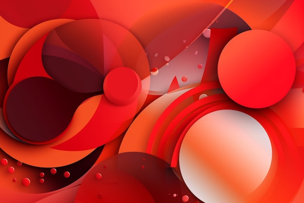 Abstracto fundo vermelho e branco com círculos e pontos generativo ai