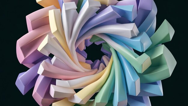 Abstracto geometría 3D color pastel fondo de forma retorcida
