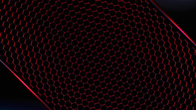 Abstracto geométrico de malla hexagonal roja oscura en 3D