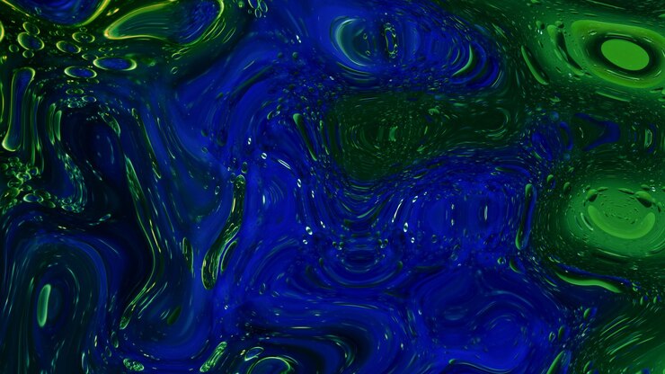 Abstracto Giros líquidos en azul y verde