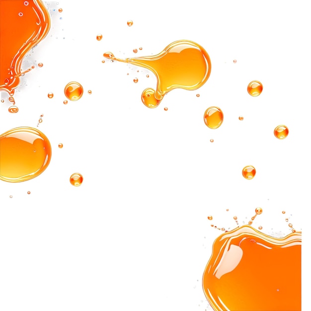 Abstracto gotas de água laranja traços de pintura e gotas de tinta em aquarela em fundo transparente