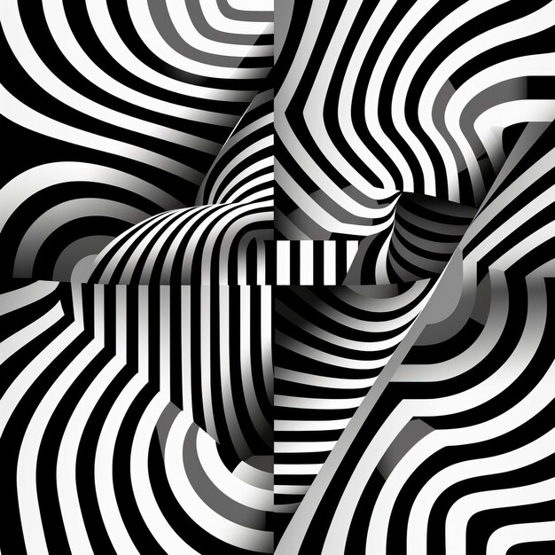 Abstracto Gráfico geométrico en blanco y negro Formas retorcidas