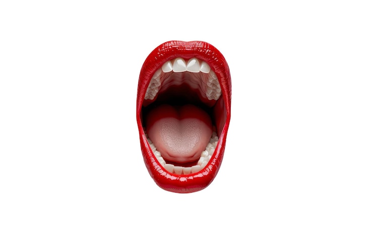 Foto abstracto gritando boca colagem elemento com lábios vermelhos elegante grunge elemento de design
