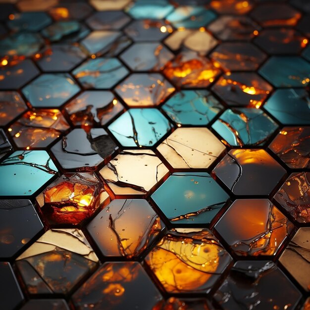 Abstracto hexagonal e fundo brilhante