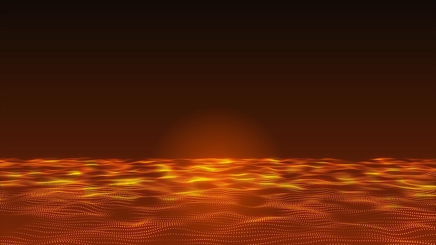 Abstracto HiTech punto amarillo y onda de partículas vídeo de fondo animado Futurista animación de onda de puntos de fondo animación 3D vídeo 4k