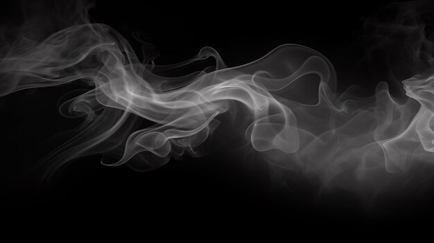 Abstracto humo niebla en fondo negro aislado superposiciones de textura