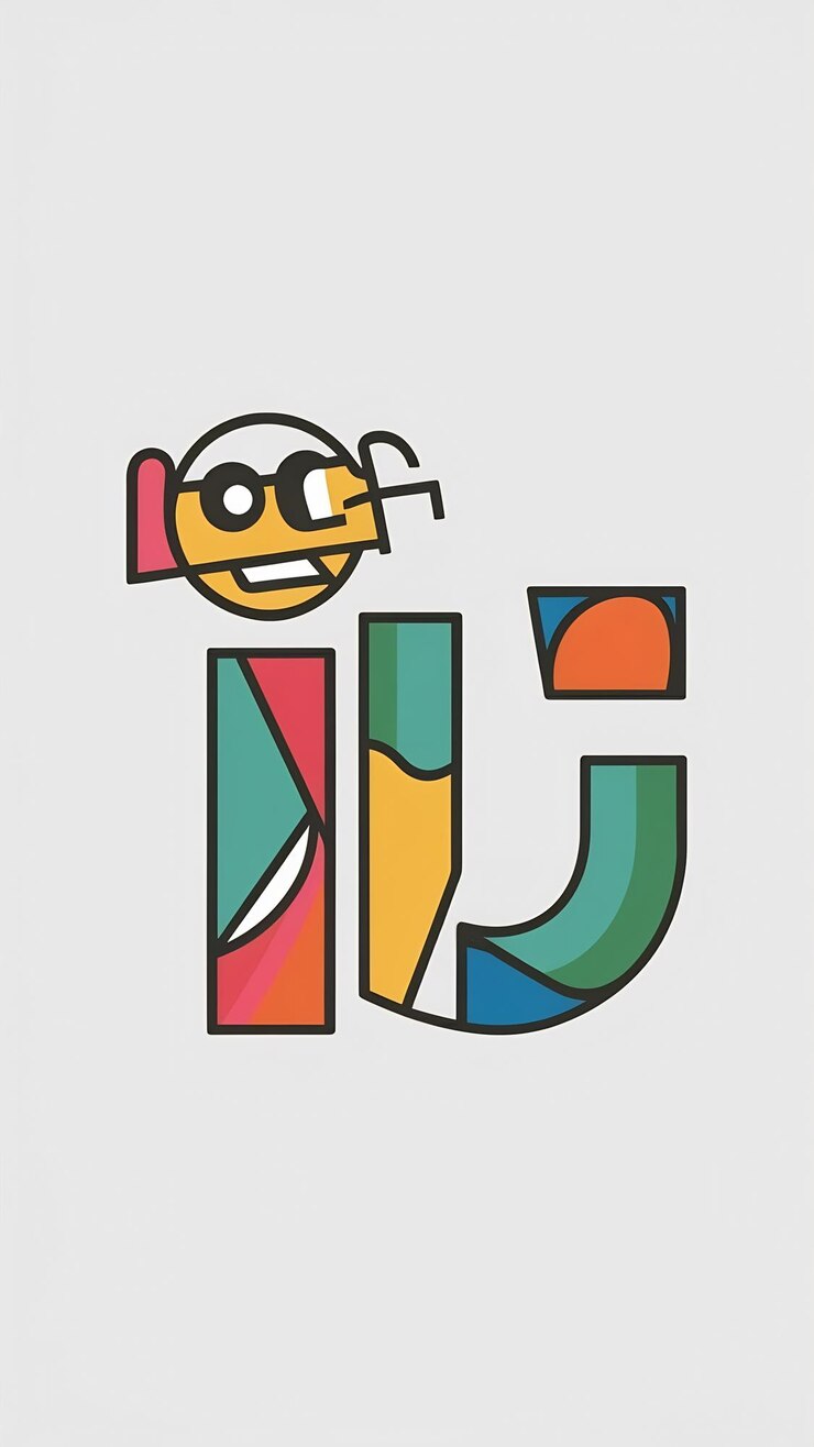 Foto abstracto i icono de letra gracioso diseño de logotipo vectorial de signo plano