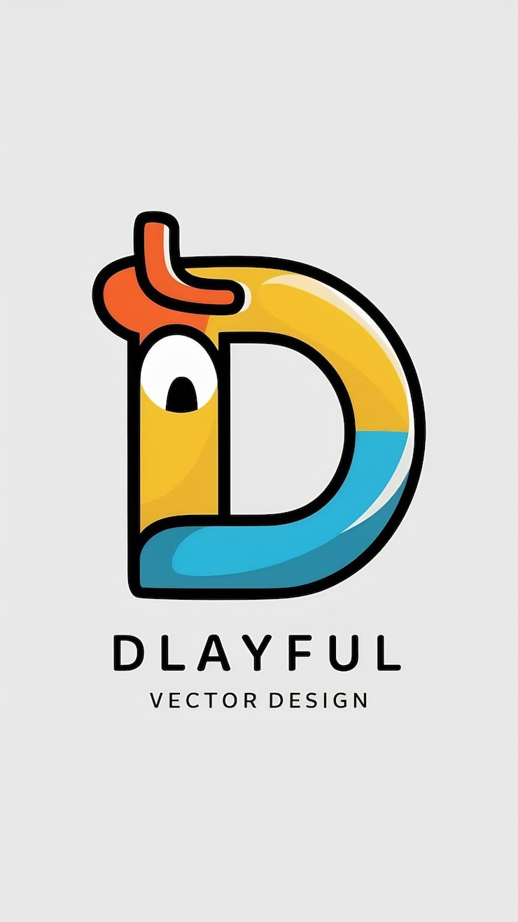 Foto abstracto icono de la letra d diseño de logotipo de signo vectorial plano gracioso