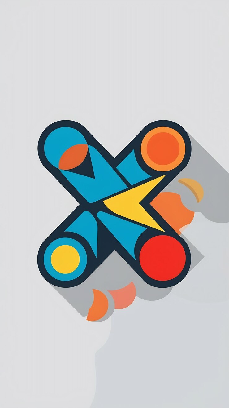 Foto abstracto icono de la letra x diseño de logotipo de signo vectorial plano gracioso